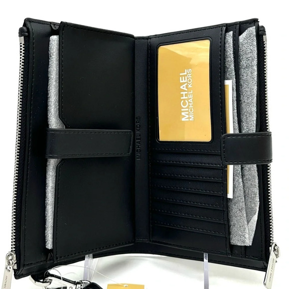 Michael Kors Large Double Zip Wallet Wristlet Black - Picture 7 of 9
